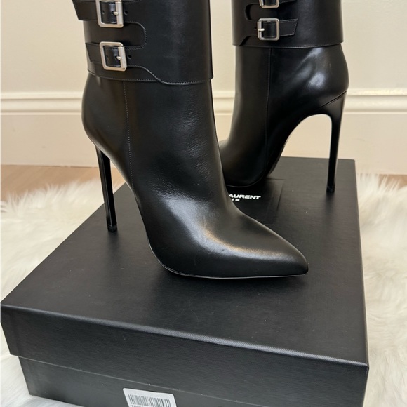Saint Laurent Black Leather Janis Cuff Boots 37 BNIB! - Picture 7 of 17